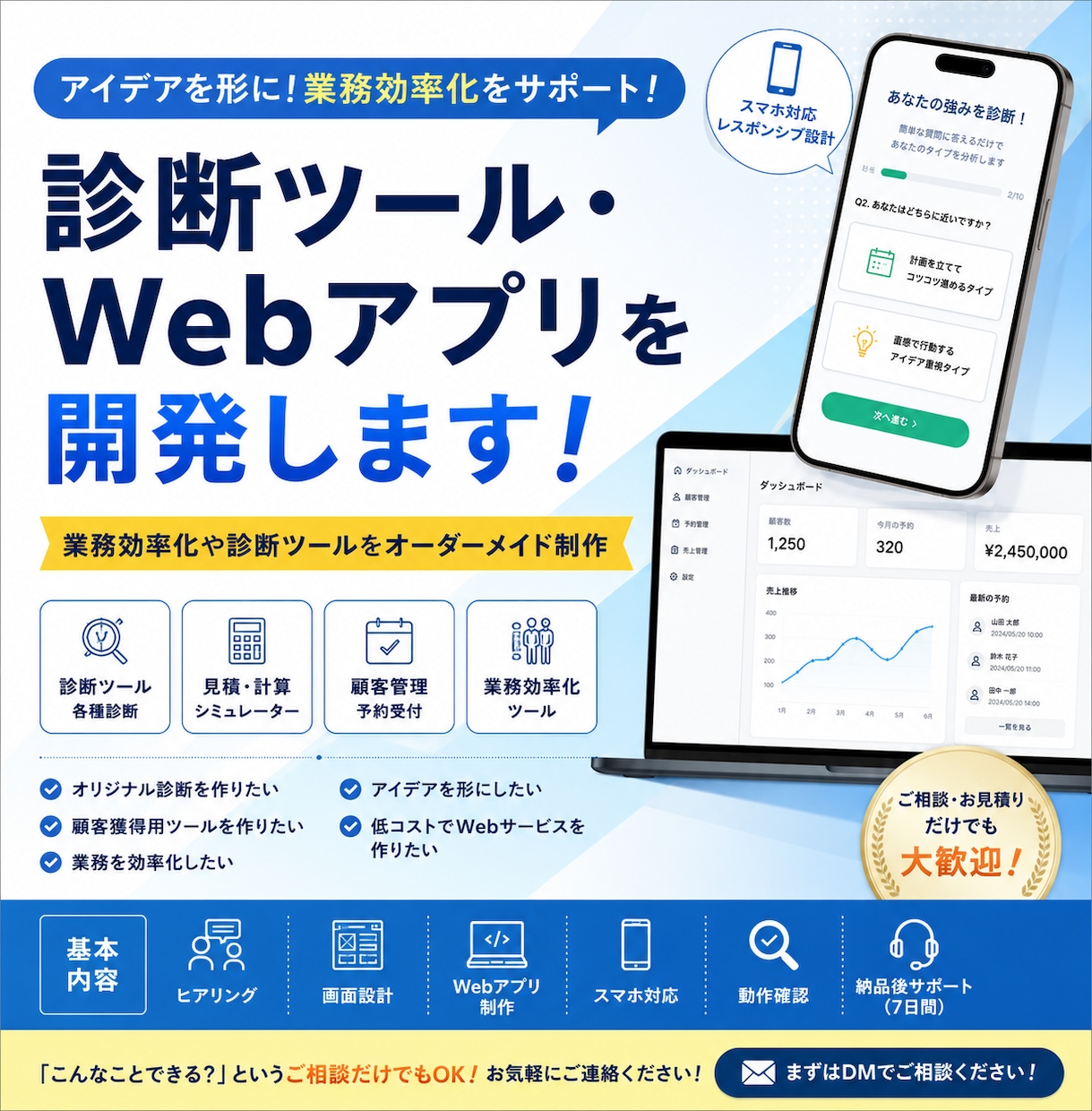 診断ツール・業務効率化Webアプリを作成します 業務効率化や診断ツールをオーダーメイド制作 イメージ1