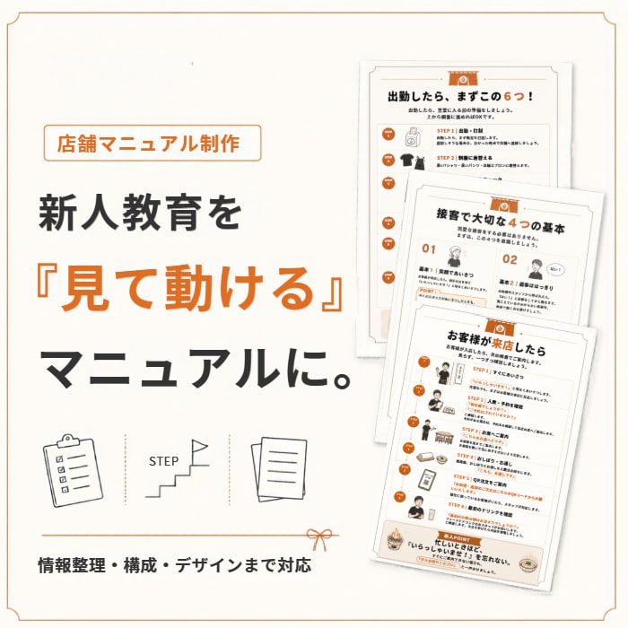 新人アルバイト向けの店舗マニュアルを制作します バラバラな業務を「見て動ける」資料に整理 イメージ1