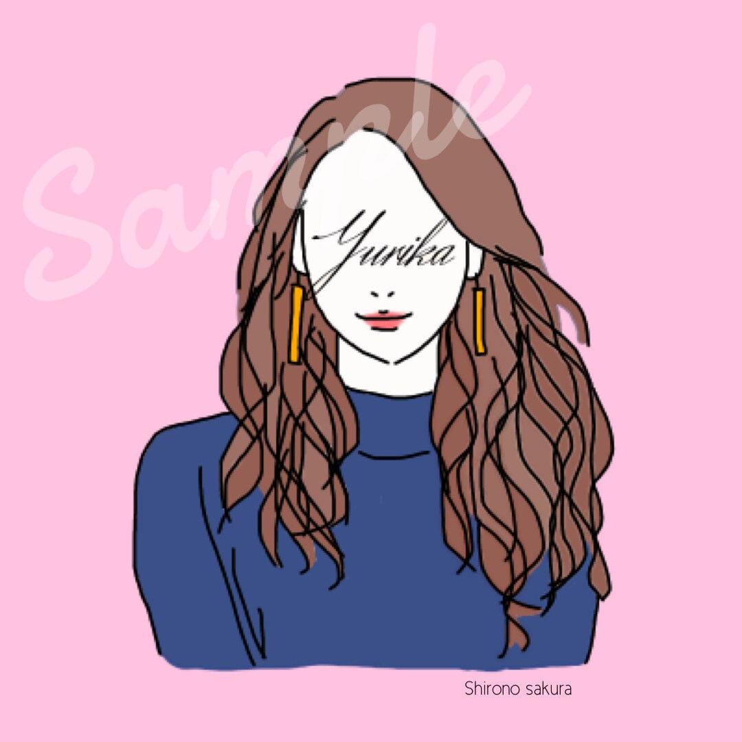 線画をベースにした似顔絵アイコンをお作りします イラスト目元に入るお名前が特徴の、目隠しお洒落アイコンです！ イメージ4