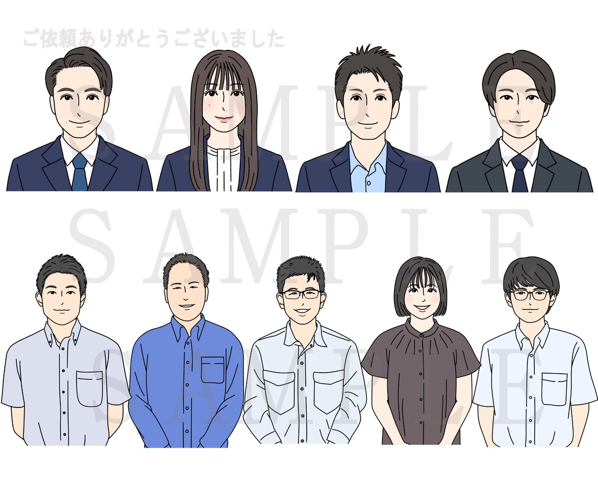 シンプルおしゃれでビジネスにも最適な似顔絵描きます 黒い線で目立ち、カッチリだけど程よくオシャレ。表情差分も◎ イメージ4