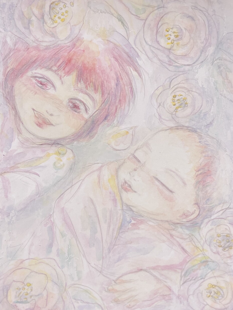 女の子とお花の優しい水彩画描きます 透明感ある雰囲気の色とデザイン。似顔絵、創作対応できます。 イメージ6