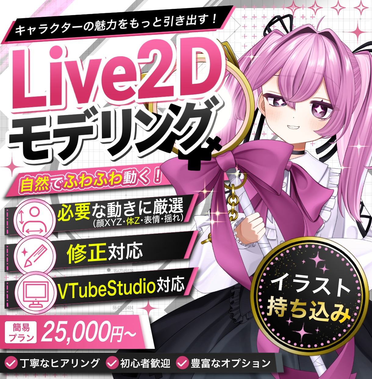 お手頃価格で自然に動くLive2Dを制作します キャラクターの魅力を引き出すモデリング イメージ1
