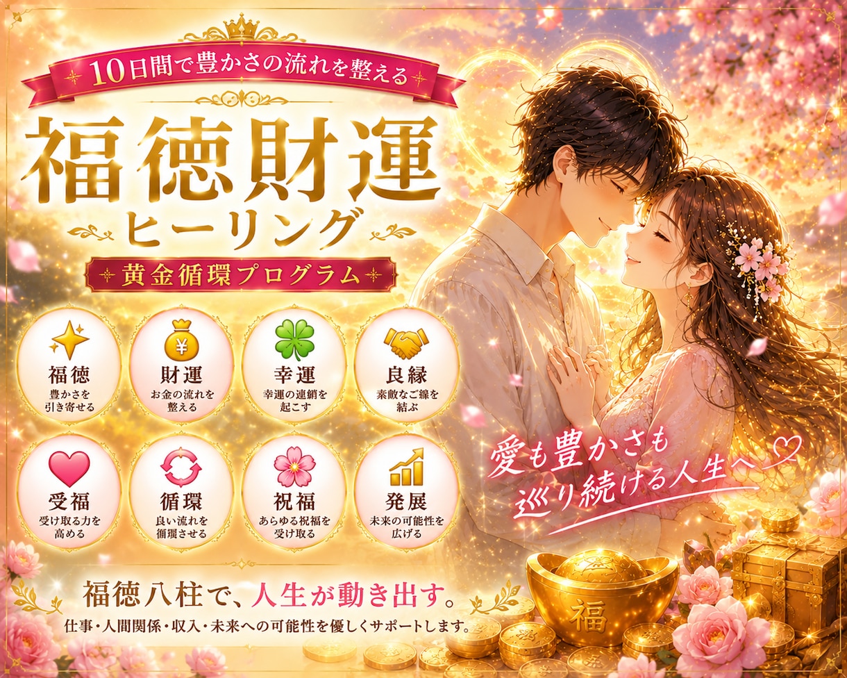 福徳財運⭐️黄金循環ヒーリングを10日間行います 金運・幸運・良縁・豊かさが巡る「福徳の黄金循環」を育てます イメージ2