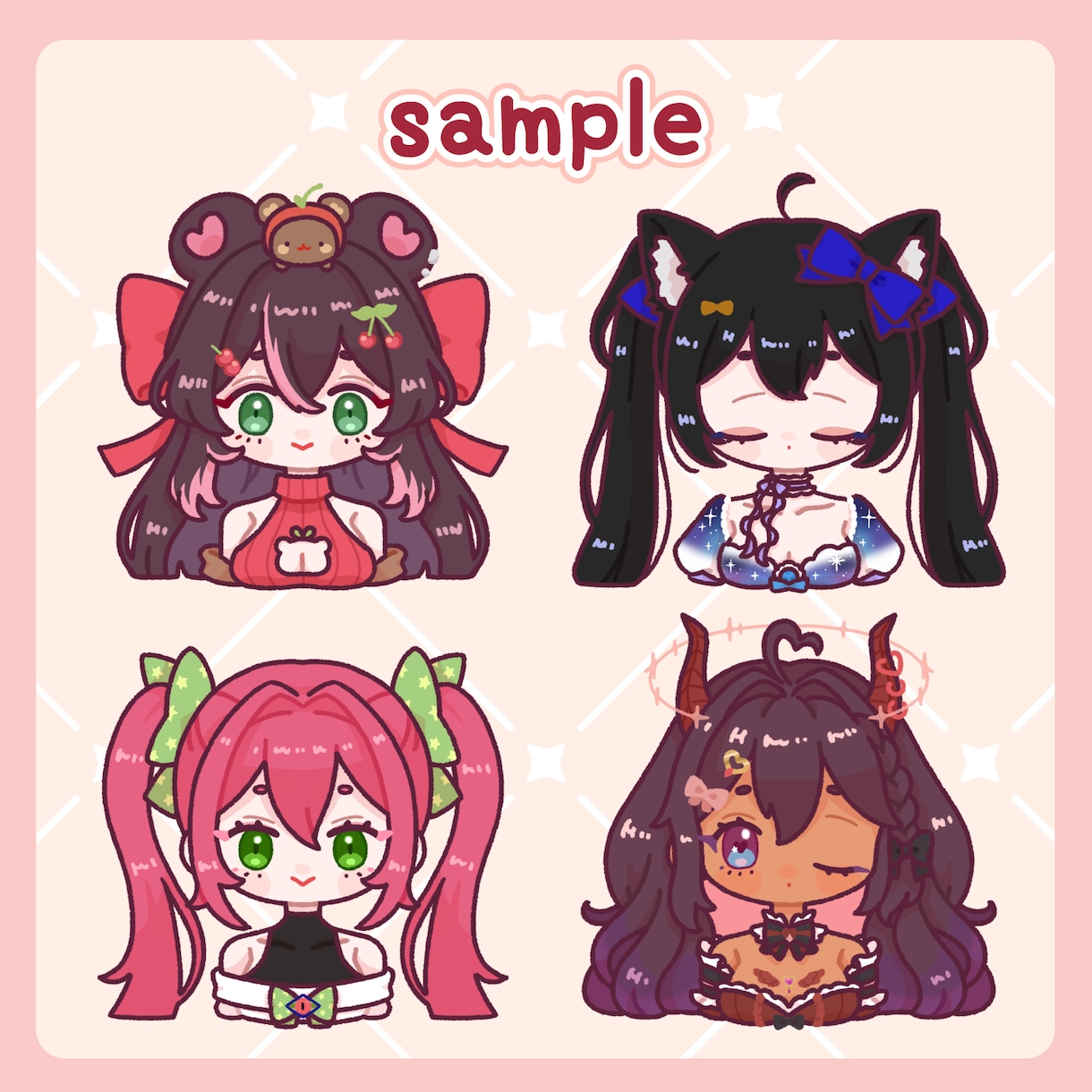 おしゃれかわいいバストアップアイコン♡お描きします SNSや配信にᐢ.ˬ.ᐢ瞬きアニメもつけられます イメージ5