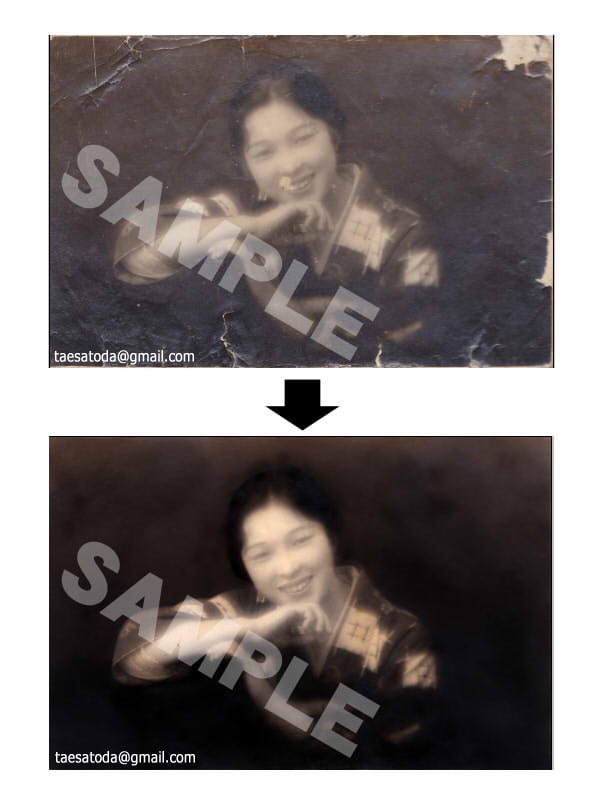 痛んだ写真、昔の写真のデータを綺麗に修復します データなら元写真を痛めることはありません！ イメージ2