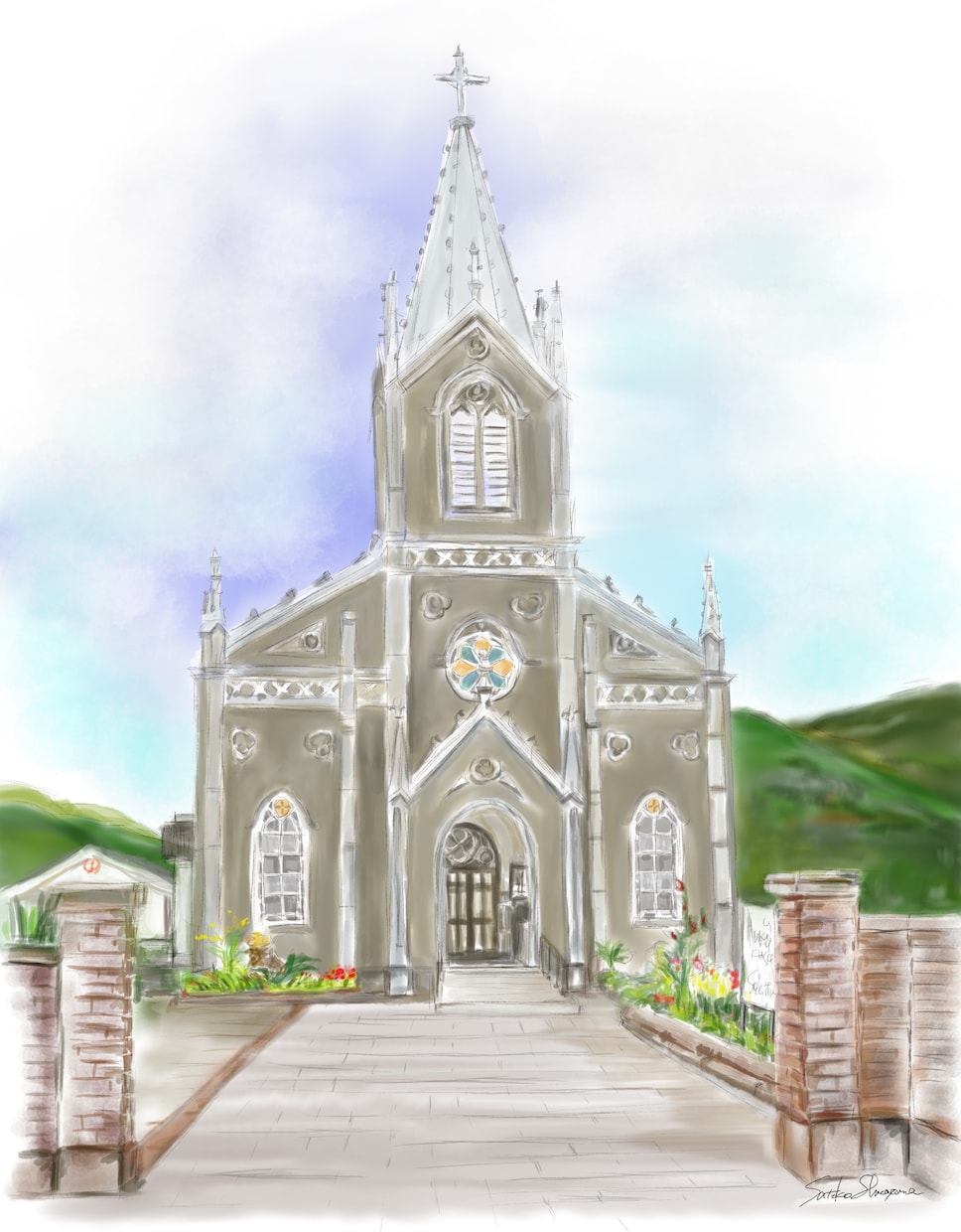 好きな風景をデジタル水彩画で描きます 旅行先の想いでの風景やいつも見る風景を絵葉書にしませんか イメージ10