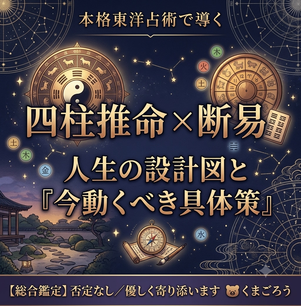 人生の設計図と『今取るべき行動』を明快に占います 四柱推命×断易で『今取るべき行動』を明快に占います イメージ1