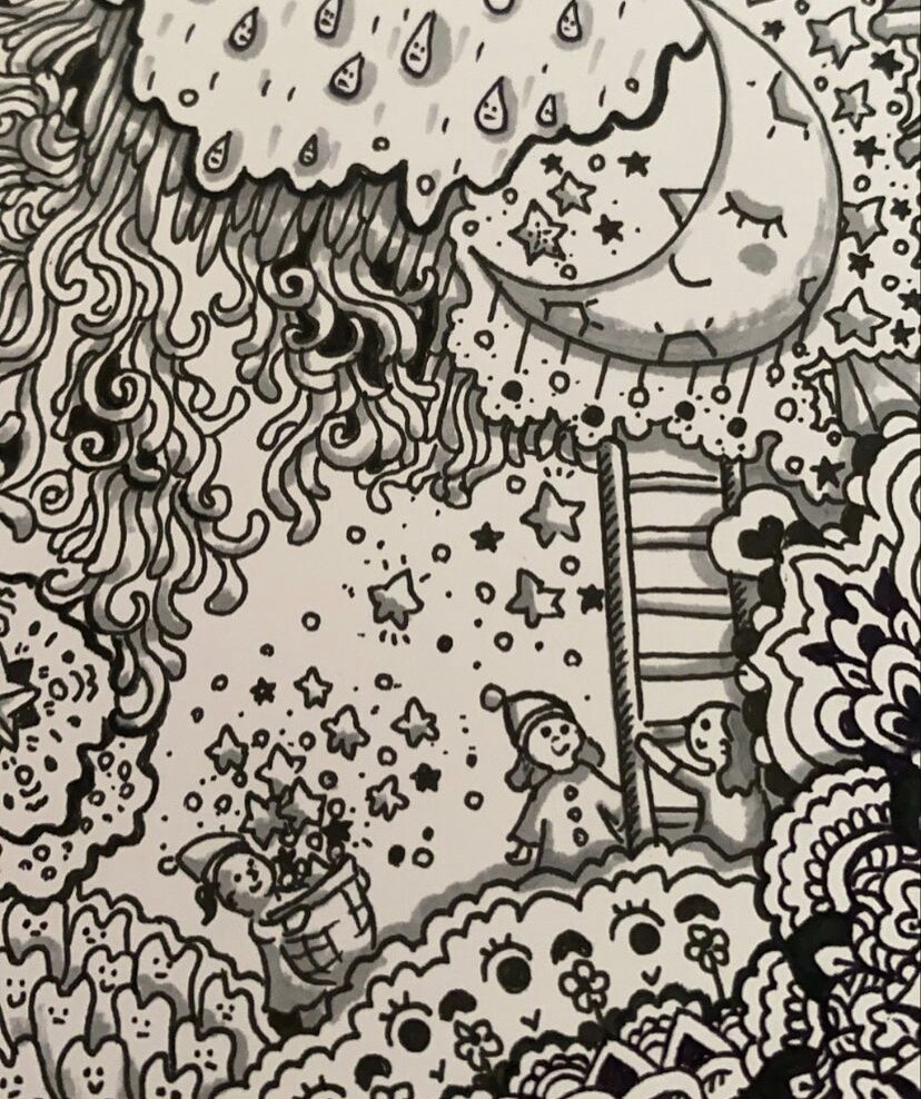 モノクロイラスト(アナログ)を販売してます 不思議で可愛らしい世界観のイラストを制作しています。 イメージ5