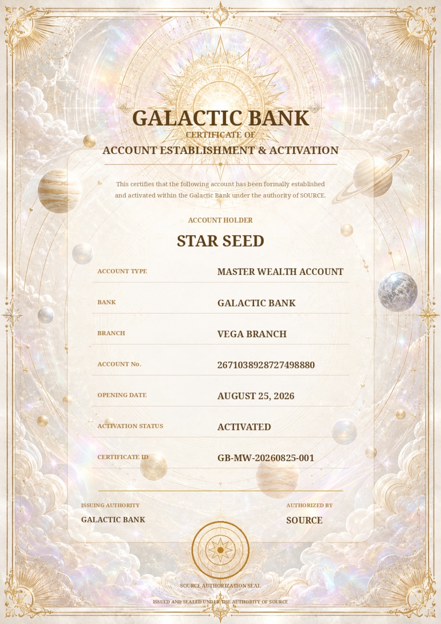 宇宙銀行の銀河星を特定し口座開設。金運開花させます 星名・銀行名・支店名・所在地・口座番号・暗証番号まで完全開示 イメージ8