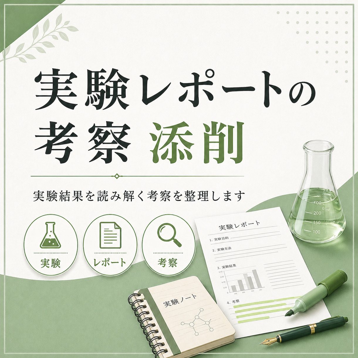 理系実験レポートの考察を添削します 結果をもとにした考察の流れを整えます イメージ1