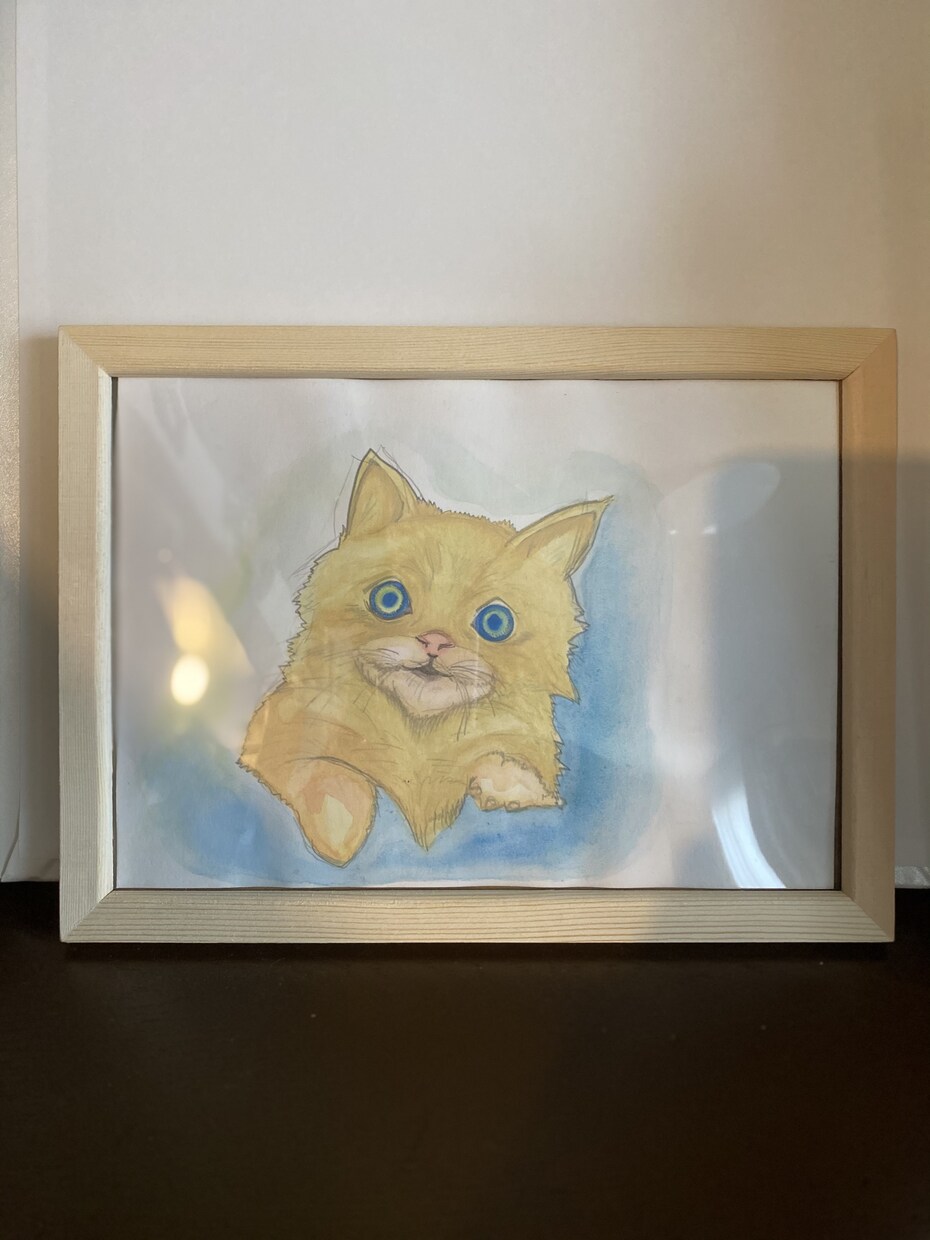 ペットの似顔絵(水彩画)描きます プレゼント、思い出に、額装でお届けします イメージ1
