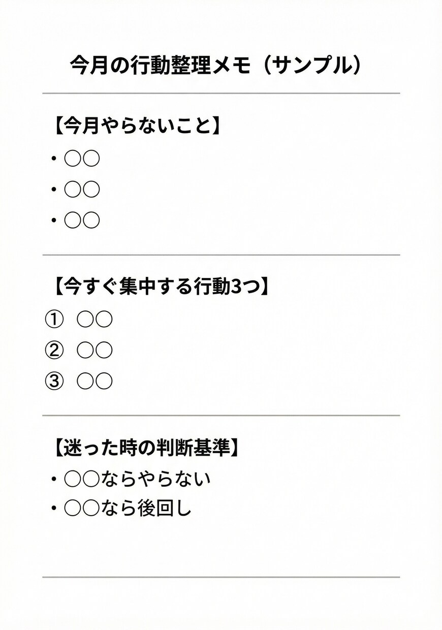 やる事が多すぎて動けない人を整理します 今月やる事とやらない事を30分で明確化 イメージ2