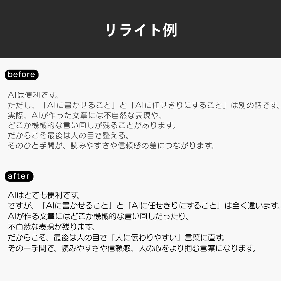 SNSの投稿用 AI生成文章リライトします 自然で読みやすい文章で信頼に繋げます！ イメージ2