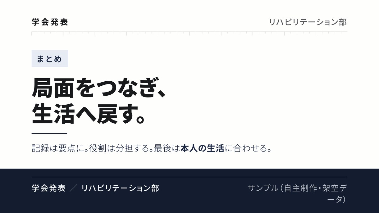 看護・リハ職の学会発表スライドを作成・改善します パワーポイントを構成から再設計、現役OTが仕上げます イメージ8