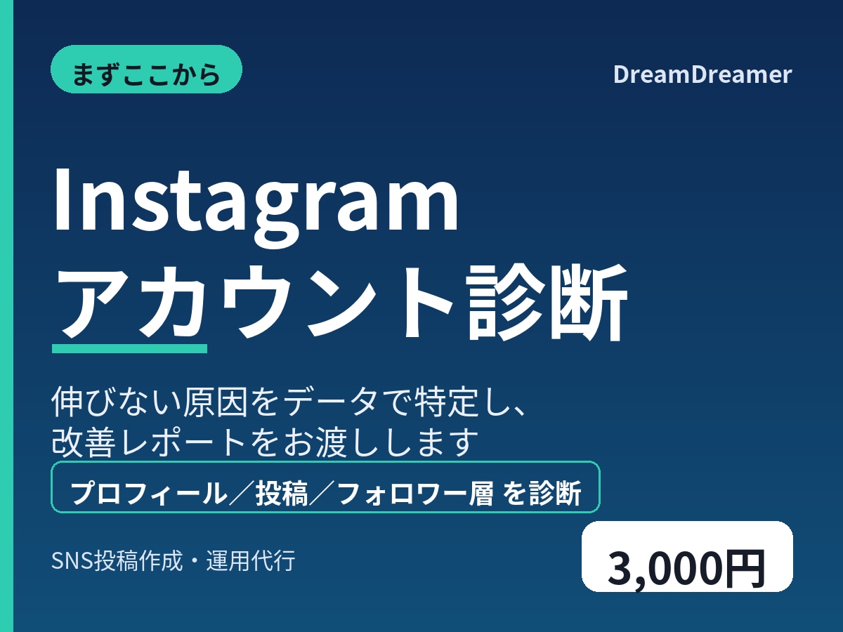 Instagramアカウント診断します 伸びない原因をデータで特定します イメージ1