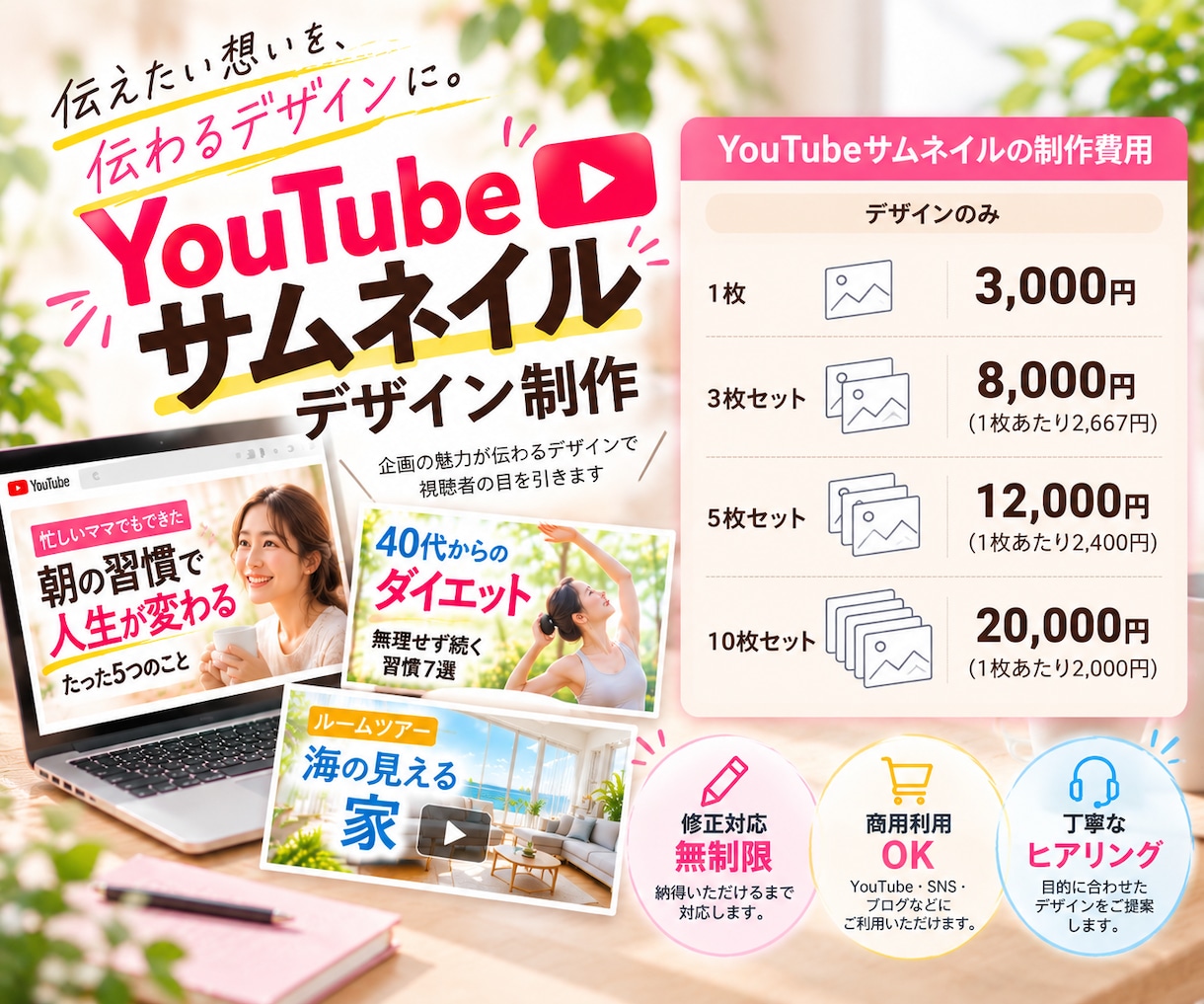 Youtubeサムネイルをセットで作成します ご自身の参考画像もブラッシュアップできます★ イメージ1