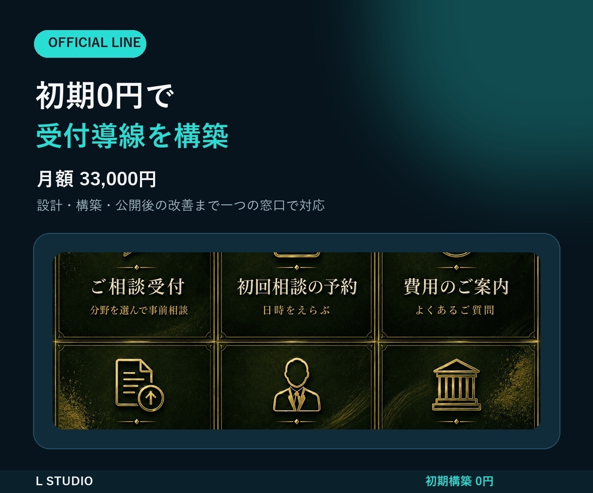 初期0円で公式LINEの受付導線を構築します 友だち追加後の相談・予約・申込みを月額で使える形にします イメージ1