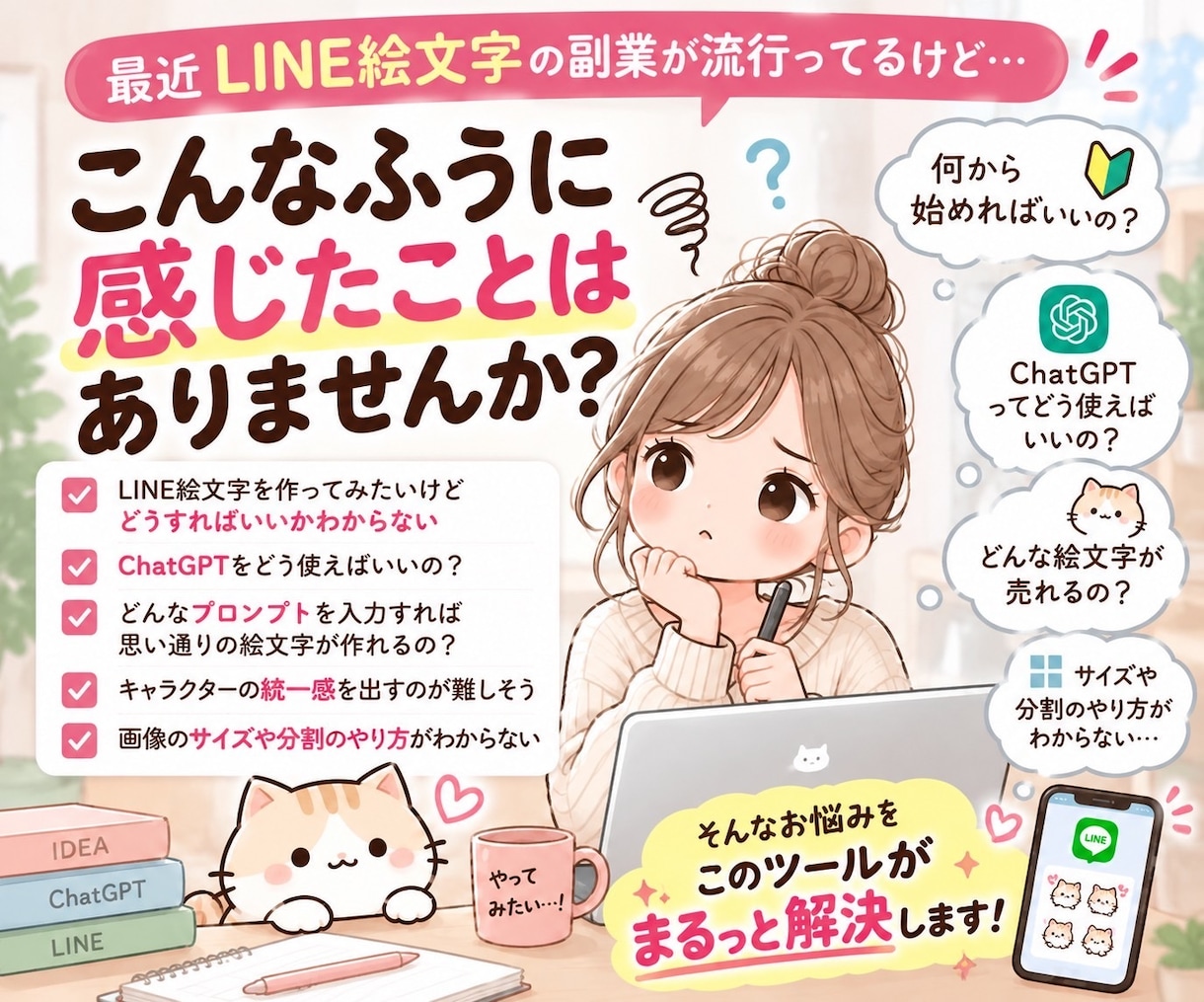 LINEスタンプのプロンプト作成ツールを提供します LINEスタンプ・絵文字作成をもっと簡単に効率化⭐︎ イメージ2