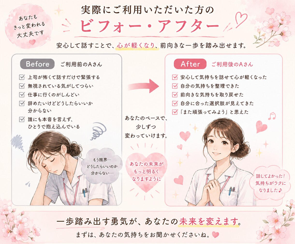 職場の人間関係・上司のストレス、優しくお聞きします 職場や上司の悩み、優しく受け止めます。大丈夫です イメージ6