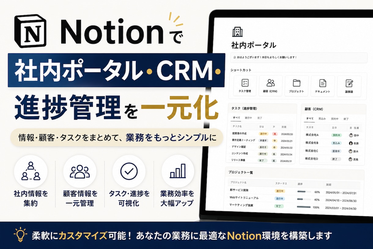 営業現場が分かるNotion構築をします 人材紹介での実装実績｜CRM・進捗・インセンティブを一元化 イメージ1