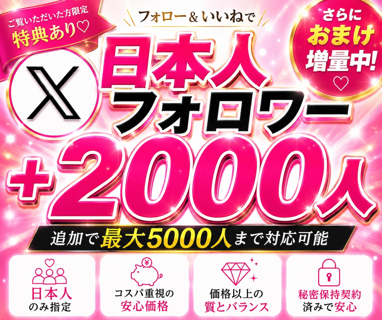 Twitter日本人フォロワー特別価格で増やします ツイッターで出来るだけ安く、信頼感を整えたいあなたへ イメージ1