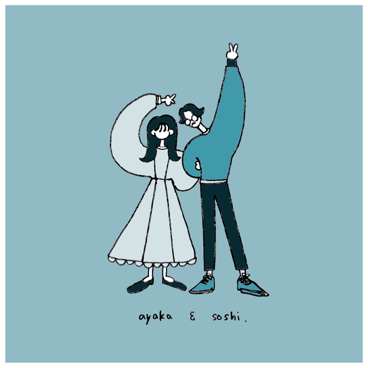 おしゃれなカップルイラスト描きます おしゃれで可愛いカップルイラストを特別な日や何気ない日に♪ イメージ1