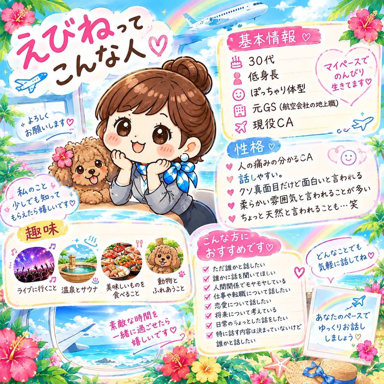 現役CA✈️があなたの1日を彩り、 心を軽くします 話したいだけでOK♡今日の出来事、何でも聞かせてください✈️ イメージ3