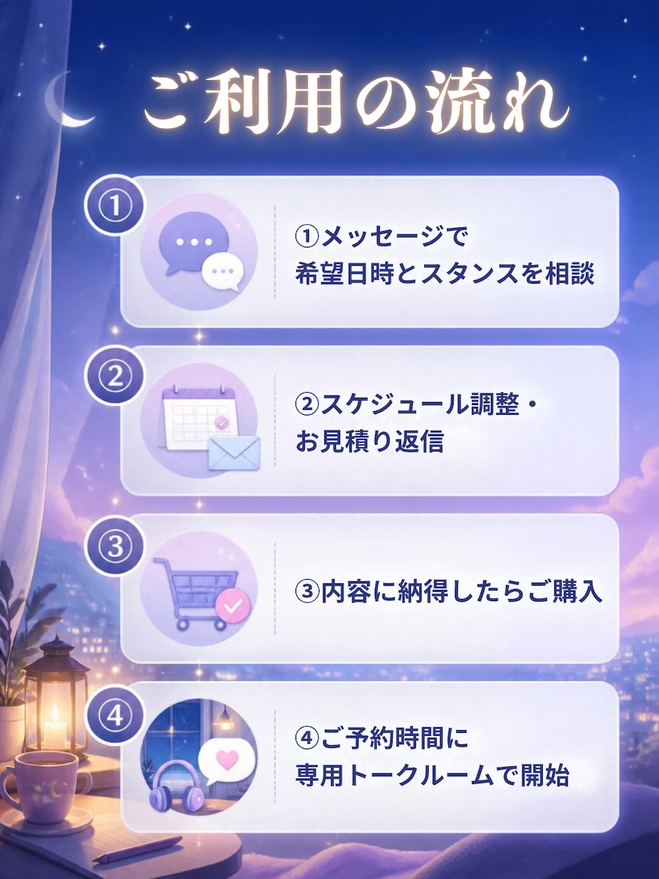 深夜のモヤモヤ、育児から恋愛まで何でも聞きます 【深夜の即レス対応】完全テキストでこっそり相談できます。 イメージ6