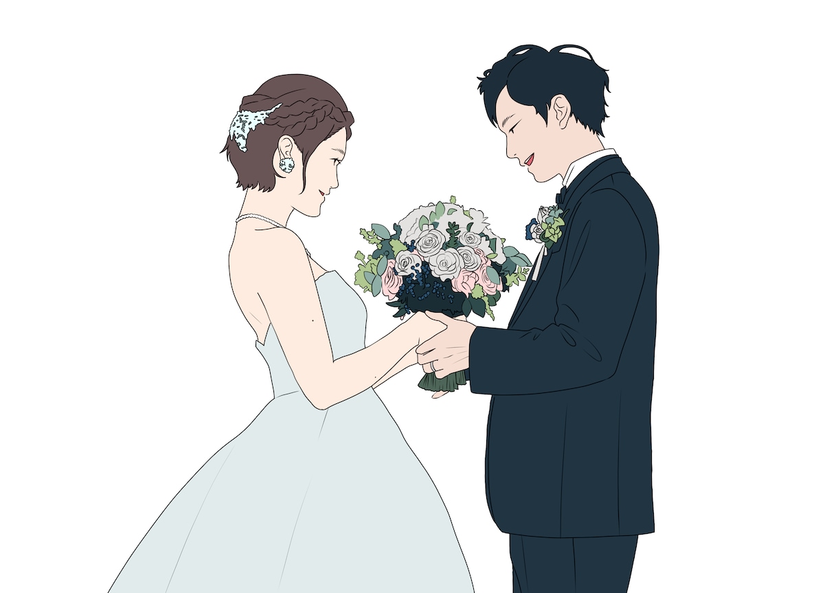 線画・背景なし★ウェディングイラストお描きします ドレス姿から前撮り写真、その他小物などでもイラスト化可能！ イメージ2