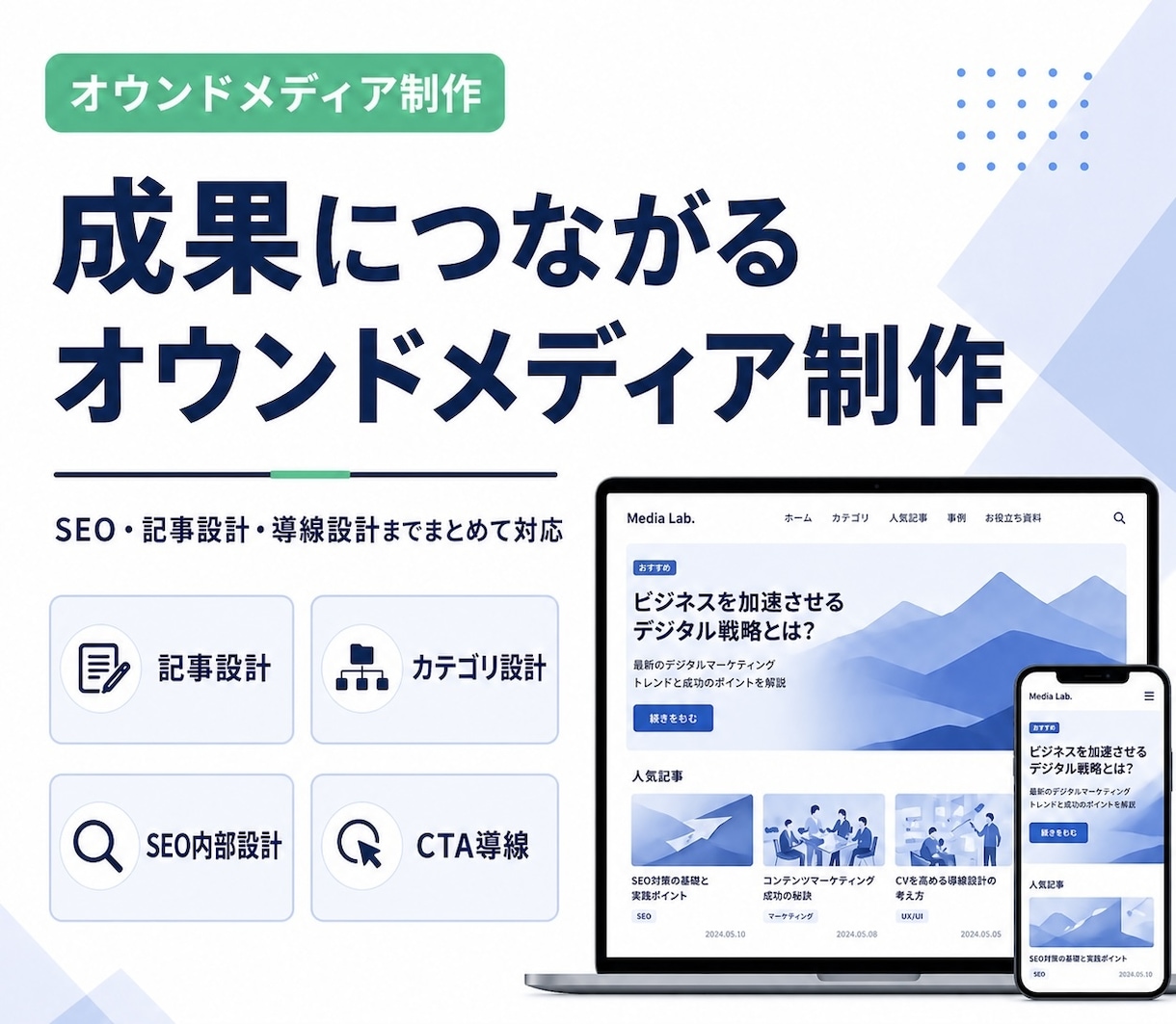 集客用メディアを制作します 記事・導線・SEOを意識したオウンドメディアを構築します イメージ2
