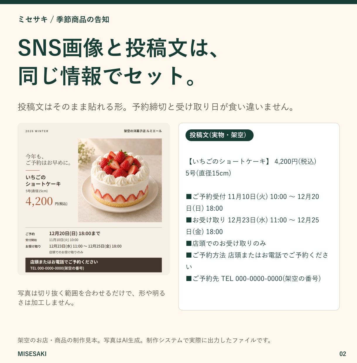季節商品のSNS画像・店頭POP・投稿文を作ります 写真と販売情報から、SNSと店頭の告知3点をまとめて制作 イメージ2