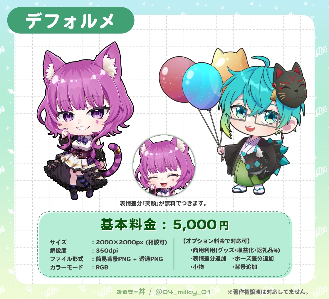 商用利用可！SD、ミニキャライラスト描きます 無料表情差分あり！グッズ・アイコン・サムネイルなど イメージ2