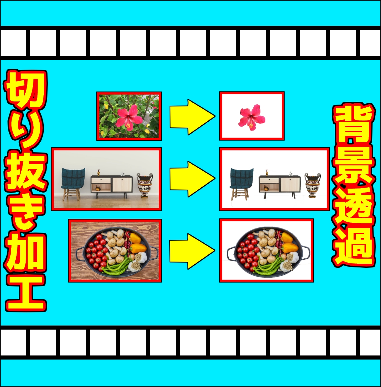 最安値！　1枚あたり100円から画像編集承ります コラ画・画像編集・切り抜き・白抜き・パロディロゴ・アニメロゴ イメージ5