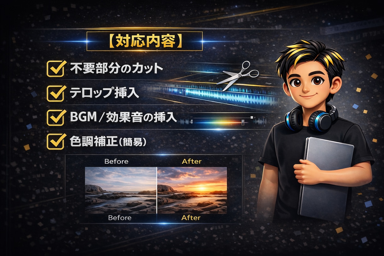 動画編集/カット・テロップ・BGM対応します 視聴維持率を意識した、最後まで見られる編集をします イメージ2