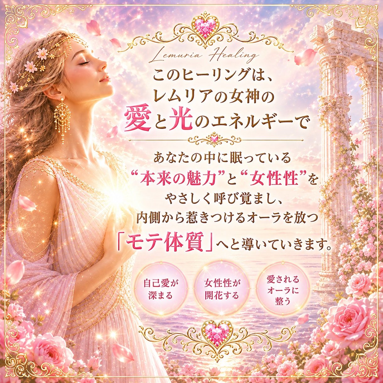 モテ体質♡魅力的な女性♡女性性開花ヒーリングします 本来の魅力と女性性を目覚めさせ、人を惹きつけるオーラを放つ イメージ2