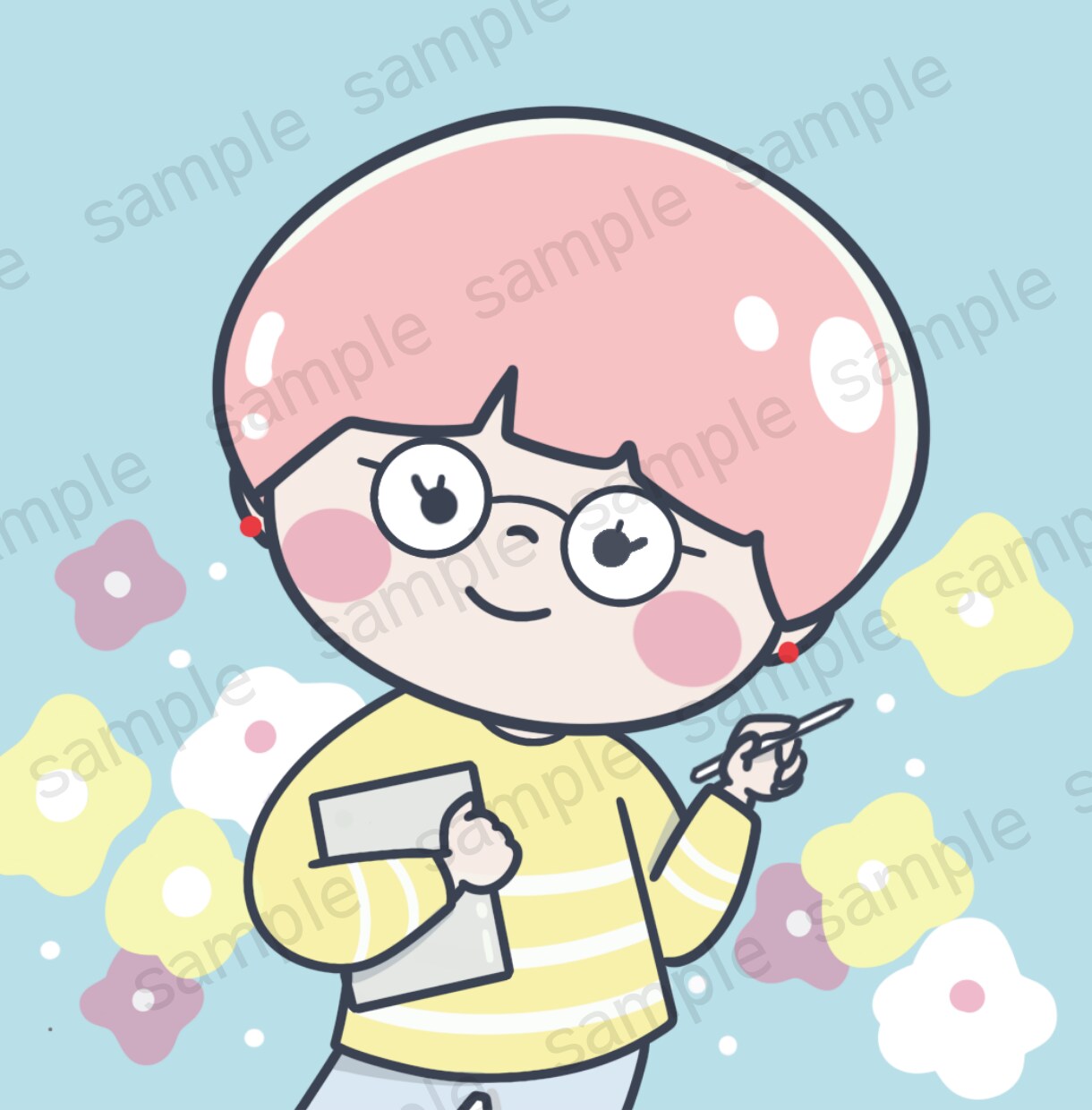 受付休止中です。SNSで使える似顔絵アイコン！ます ポップカラーな似顔絵イラストアイコンで個性を出したい方へ イメージ7