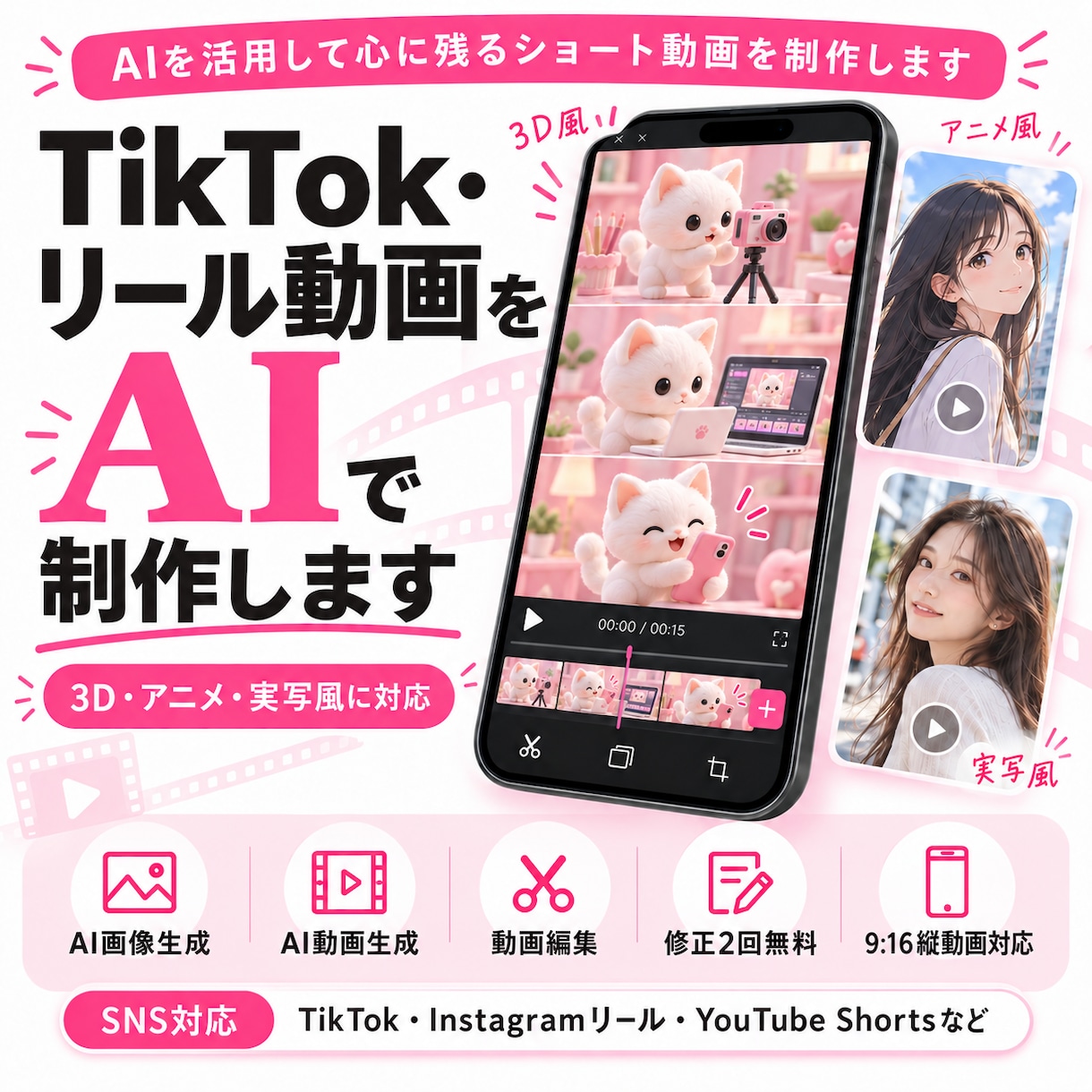 SNS向けAIショート動画を制作します AIでSNS向け縦型ショート動画を制作します イメージ1