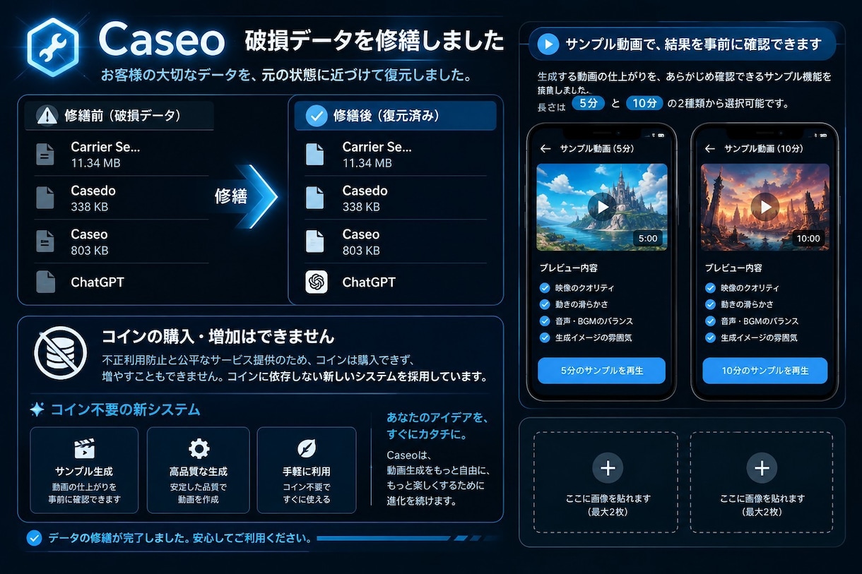 超楽チン静止画像と指示文で作れます 理想1枚の画像から、動画化を手軽に楽しめます イメージ1