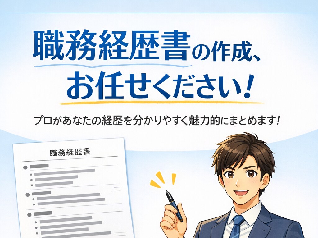悩みゼロ、職務経歴書の作成をサポートします 通過率が変わる書類作成をサポート/自信をもって応募ができます イメージ1