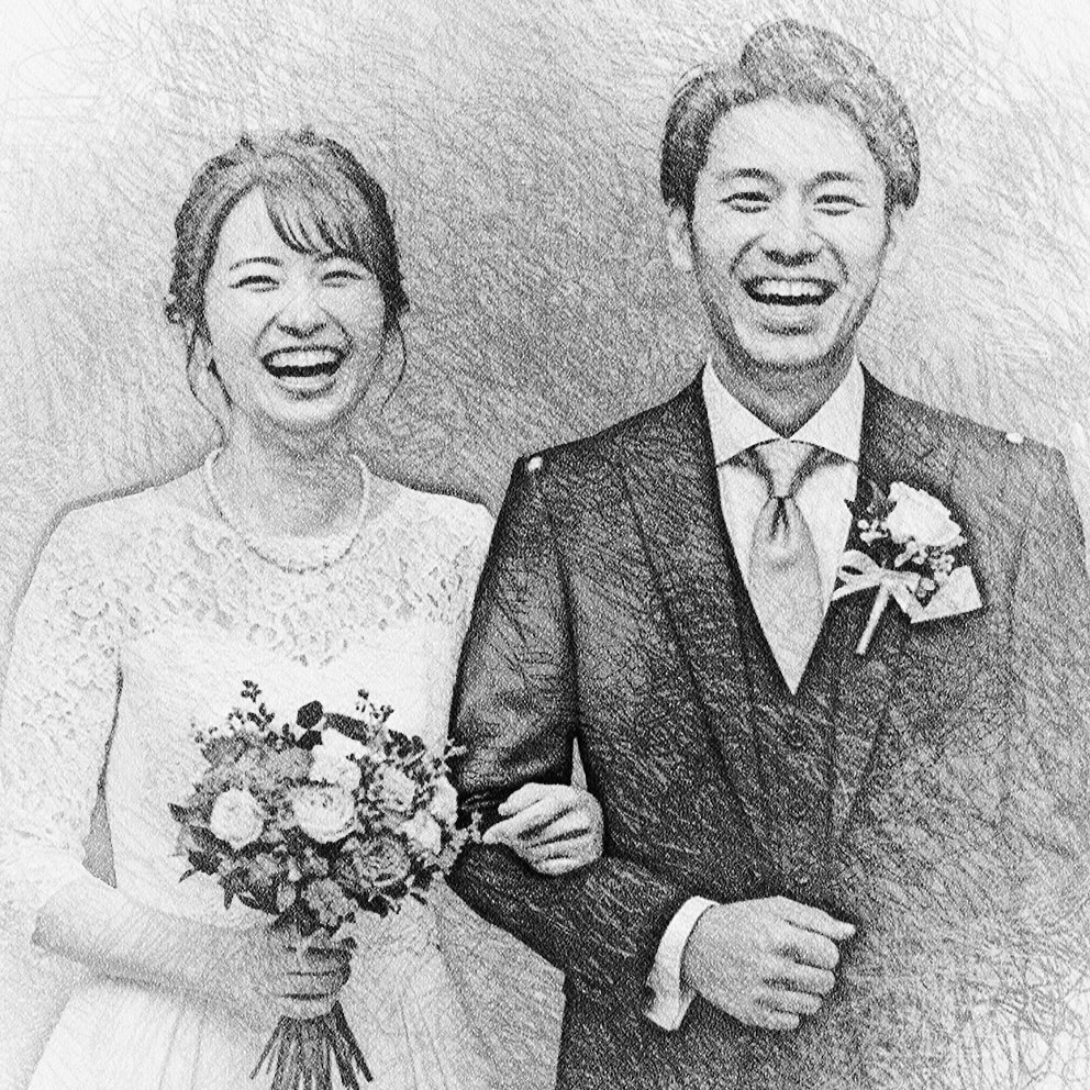 思い出のお写真を鉛筆画風イラストにします 大切な一枚を温かみのある手描き風に イメージ2