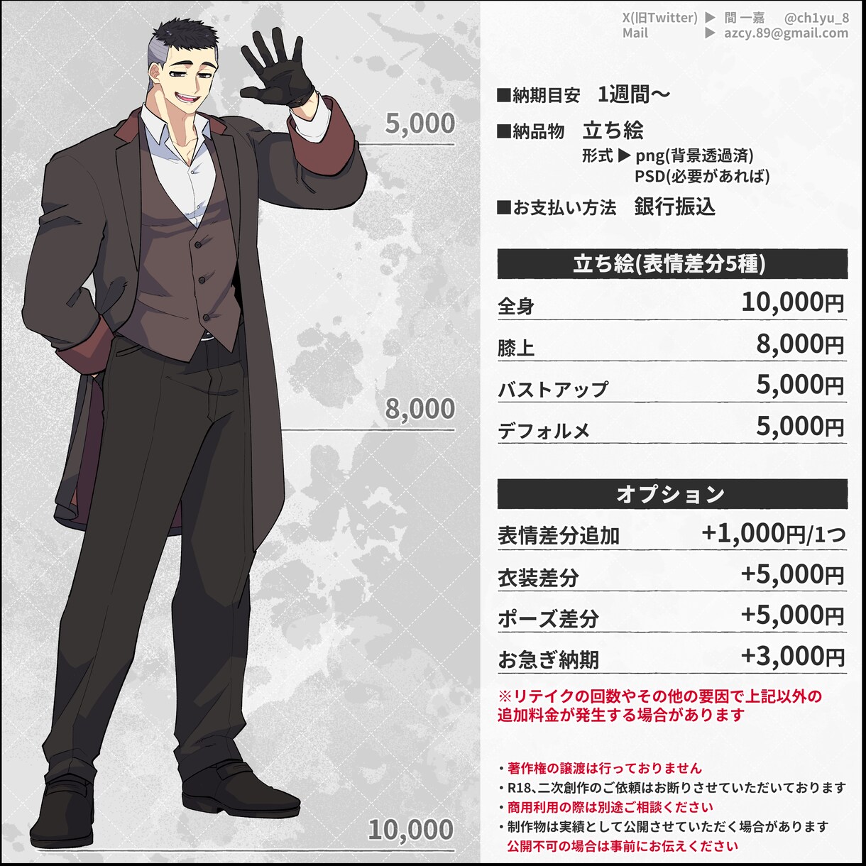 TRPG・Vtuber等◎胸上～全身立ち絵描きます 老若男女・人外・ロボ等幅広くお任せください！ イメージ6