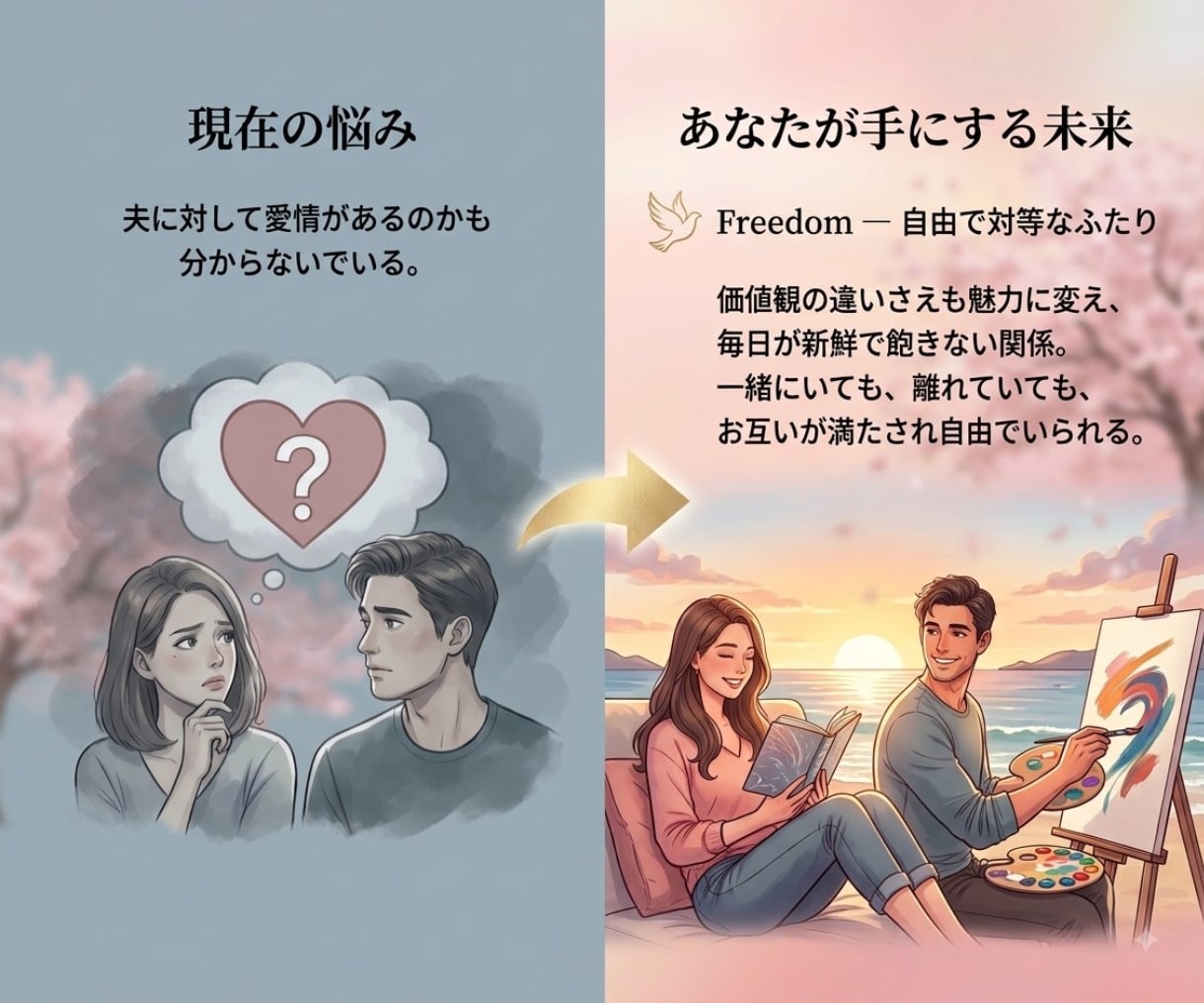 もう一人で抱えないで。夫婦関係を丁寧に紐解きます 我慢を手放して、心地よい夫婦関係に導きます イメージ5