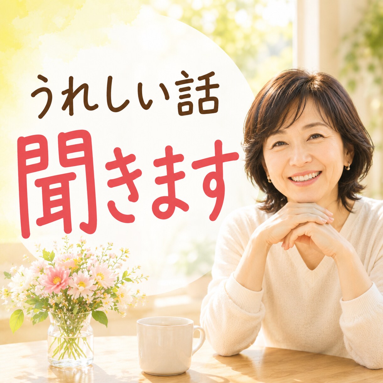 わくわく、うきうき、全部聞きます 小さな幸せも大きな夢も、一緒に喜び語ってみよう イメージ1