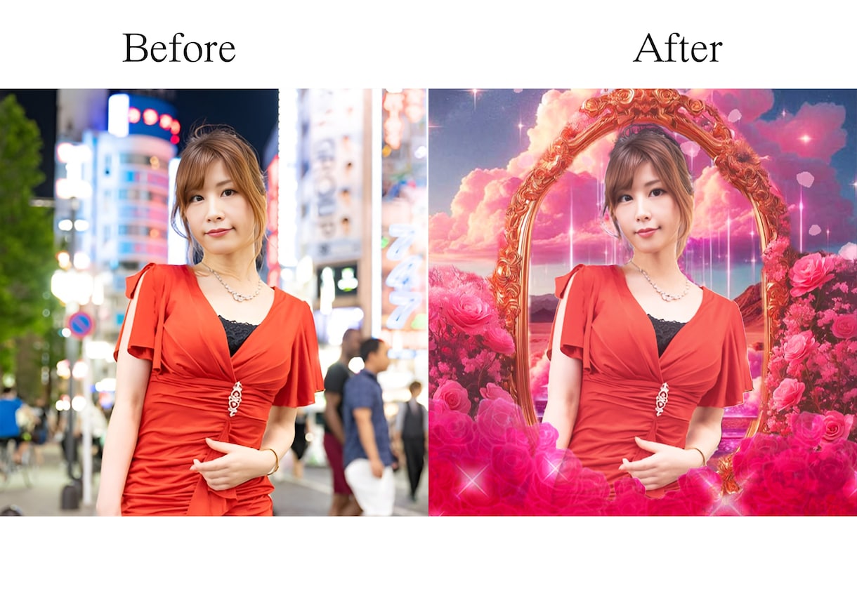 盛りたいけどやりすぎたくない方雰囲気を格上げします 人物レタッチ×AI背景合成でプロフ写真仕上げます イメージ2