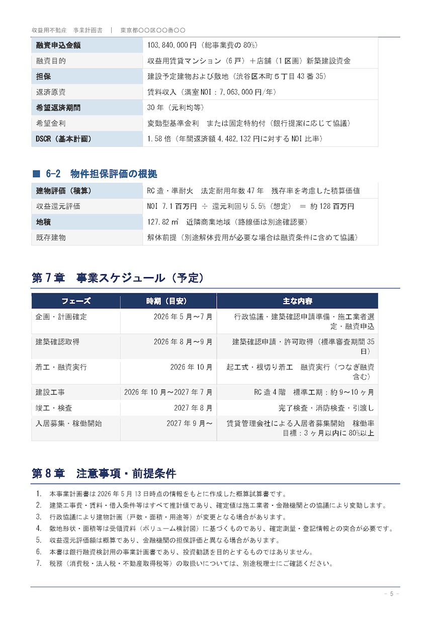 収益物件の事業計画書作成いたします 経験豊富な１級建築士による事業計画書の作成サービス イメージ5