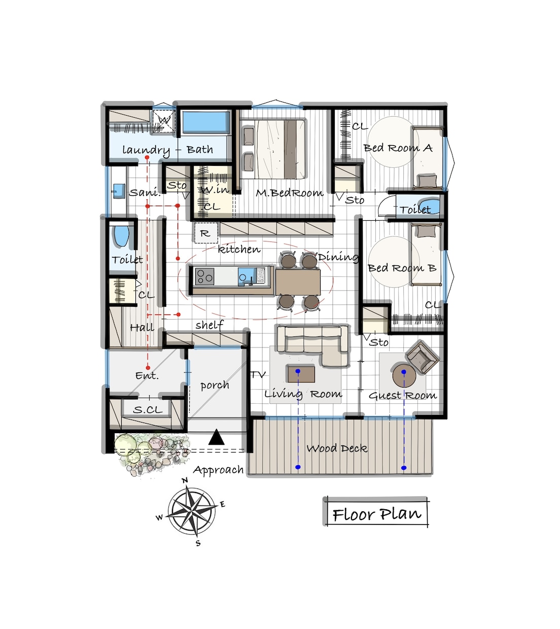 動線にこだわった住宅間取りをプランニングします 間取りでお悩みの方に経験豊富な一級建築士がプランニングします イメージ1