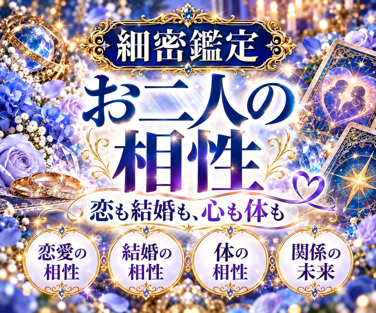 お二人の相性とご縁の深さを霊感タロットで観ます 恋愛・結婚・体の相性まで。お二人のご縁と未来を読み解きます イメージ1