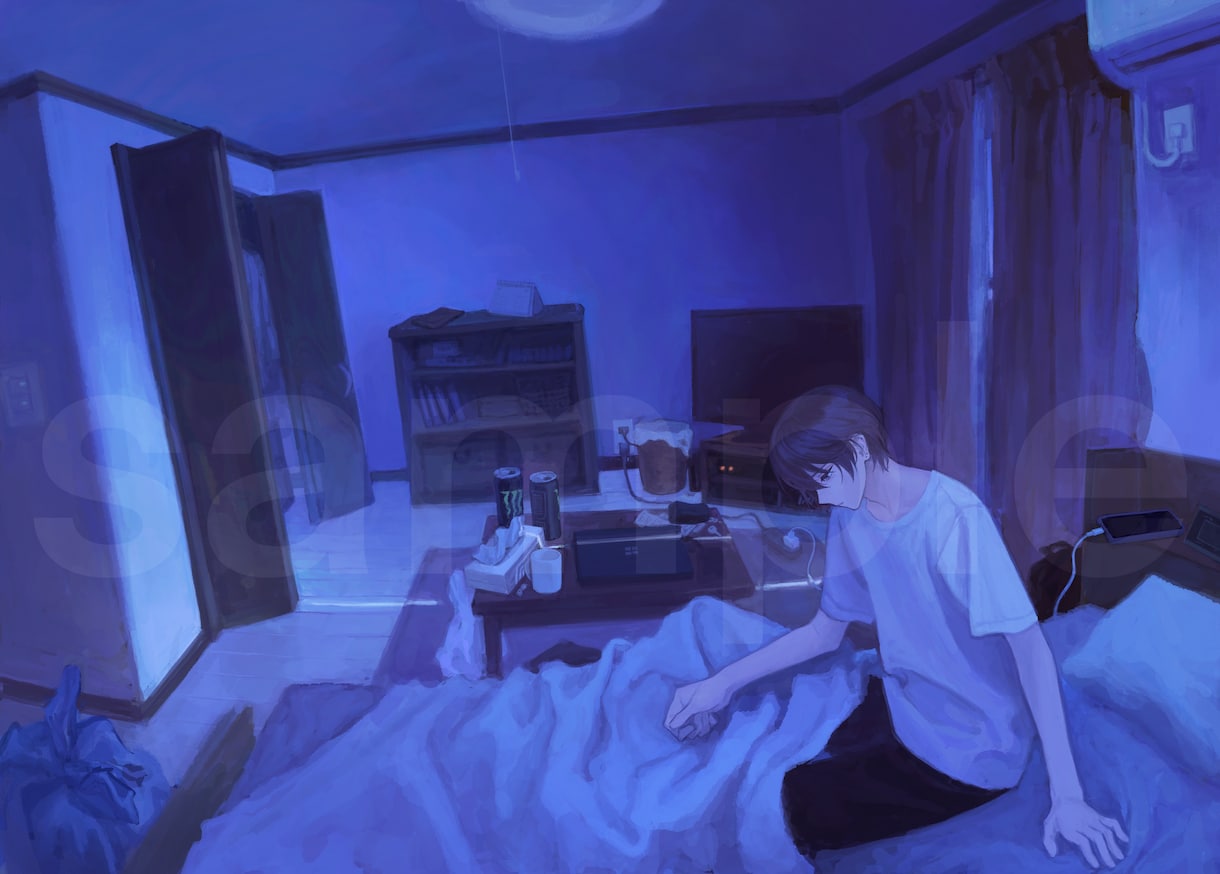 空気感の伝わる背景ありの一枚絵をお描きします 静かな雰囲気や光のきれいなイラストが得意です！ イメージ10