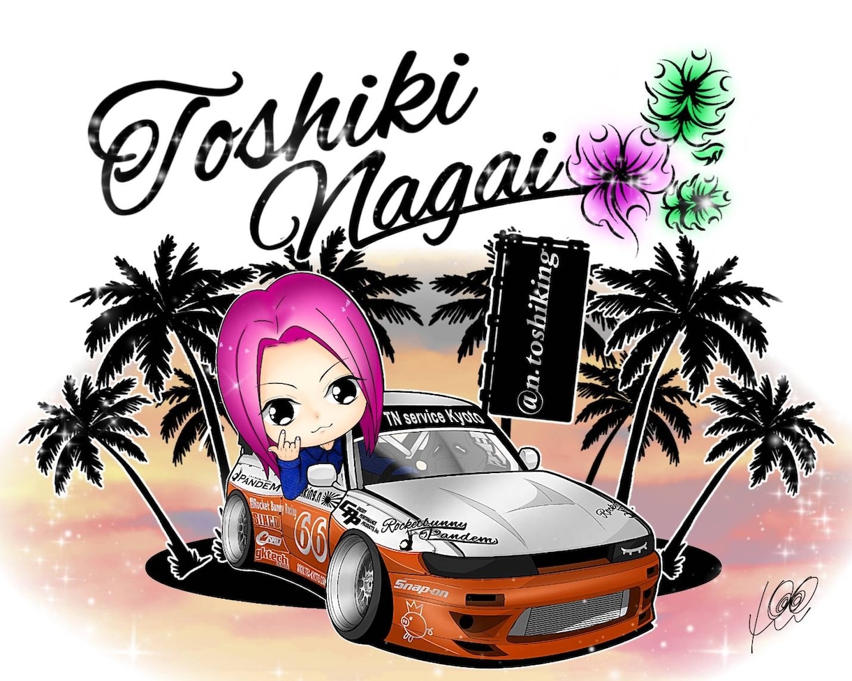 愛車とオーナーのイラスト描きます RAINオリジナルのカッコかわいいシャコタンなクルマ！ イメージ2