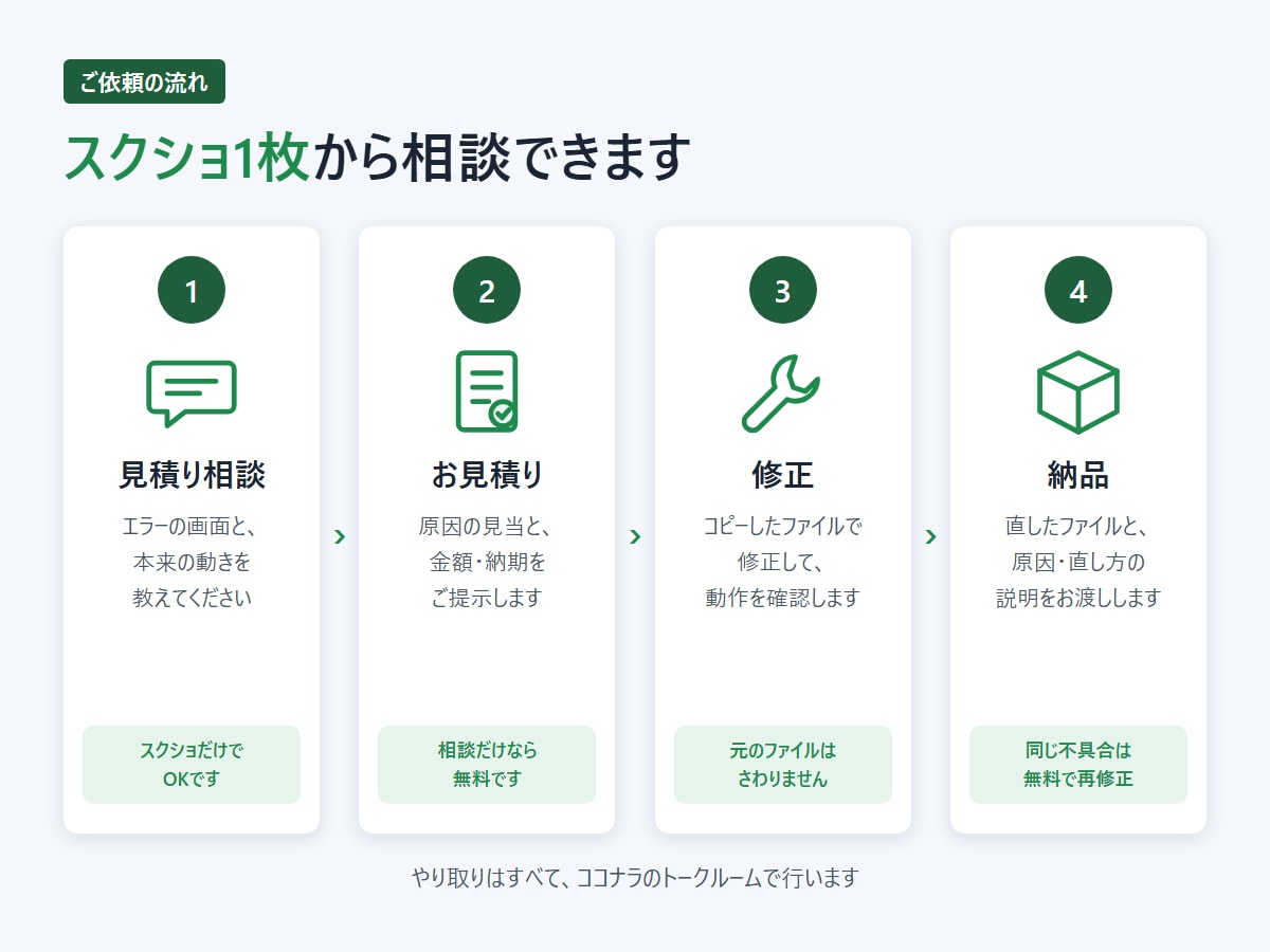 Excel・スプレッドシートのエラーを直します 関数の#N/A・GASやマクロの不具合を修正 イメージ4